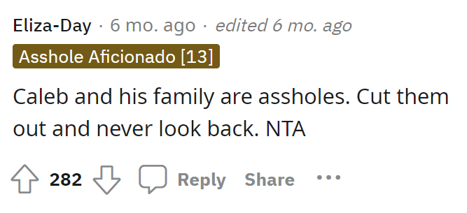 The whole family included, yes, after everything they said to OP.