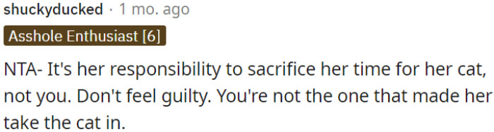 Her cat, her responsibility