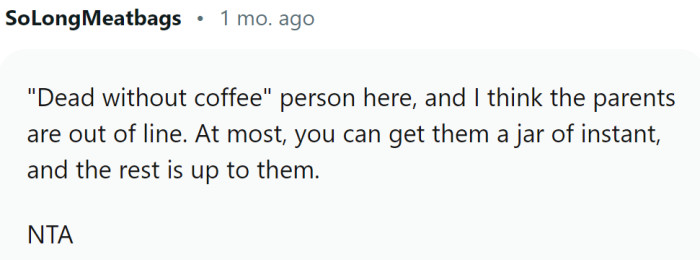 Even people who cannot live without coffee believe the parents were out of line