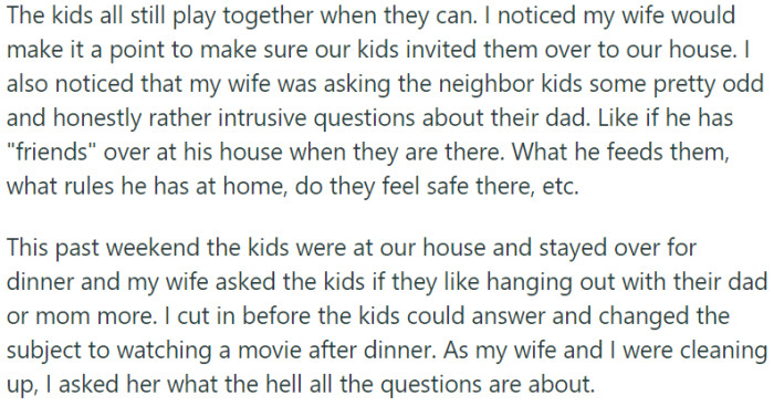 Wife's intrusive questions about neighbor's dad