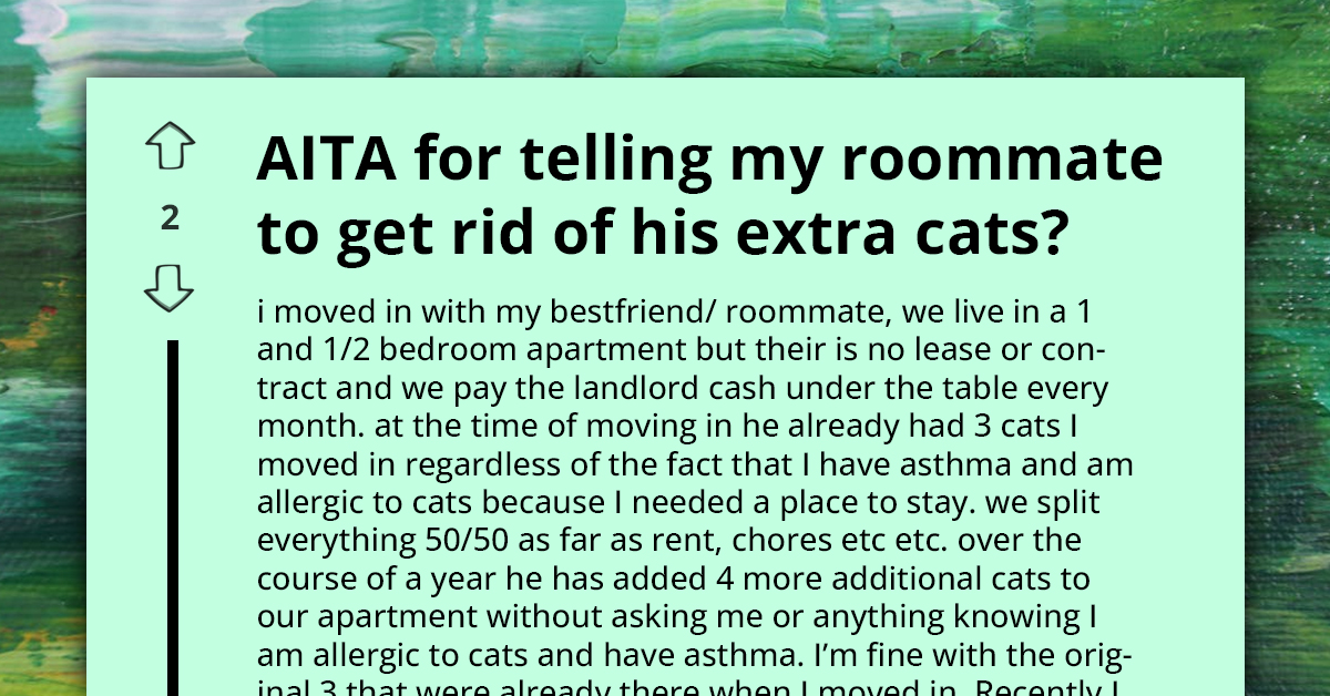 Man Asks Roommate To Reduce Cat Count Due To His Allergies And Agreed Limit Of "Only" Three Cats