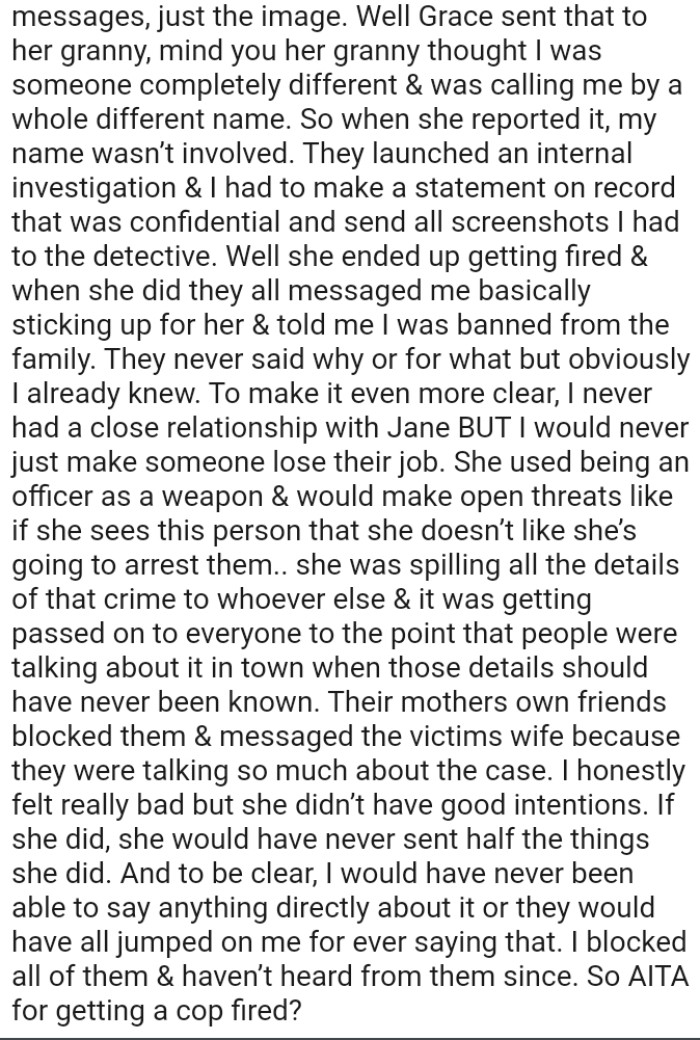 She was spilling all the details of that crime to whoever else and it was getting passed on