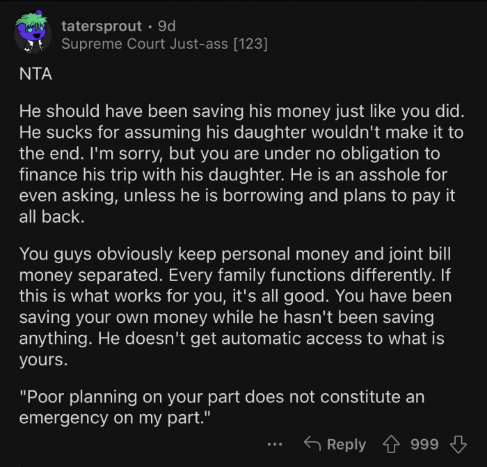 The husband didn't even expect his daughter to make it that far.