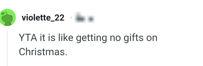 Getting no gifts on Christmas is another angle