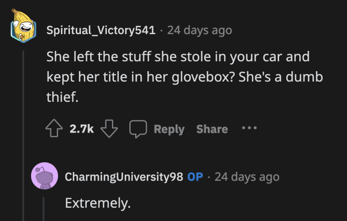 She couldn't have made a great career out of thieving anyway; she was lousy at it.