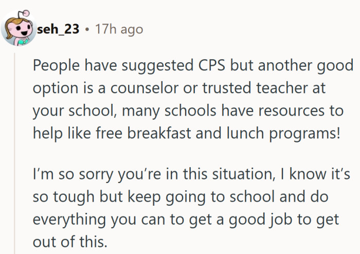 A thoughtful reminder that help doesn’t always come from family—it can start with a meal at school.