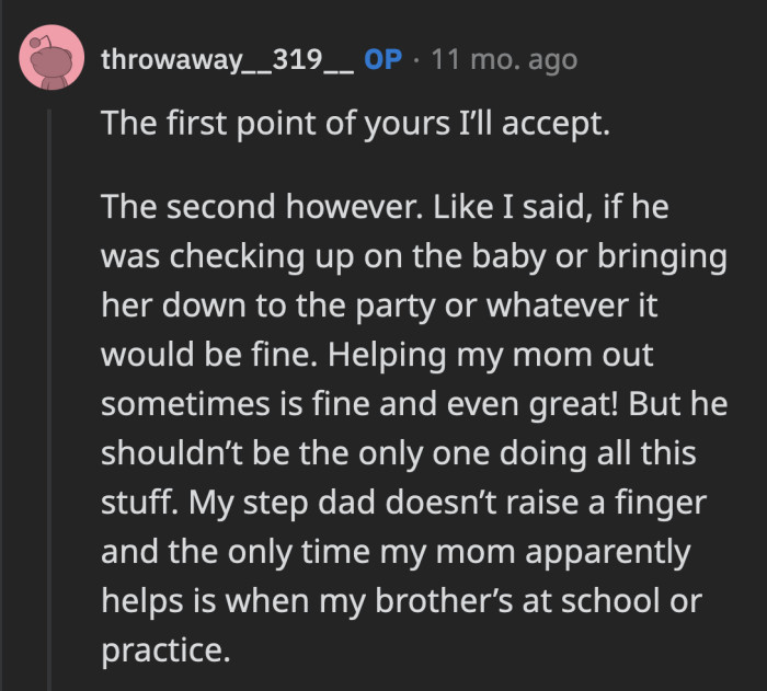 What Ethan's parents are doing isn't asking him to help out once in a while; it's offloading their parental responsibility entirely onto him