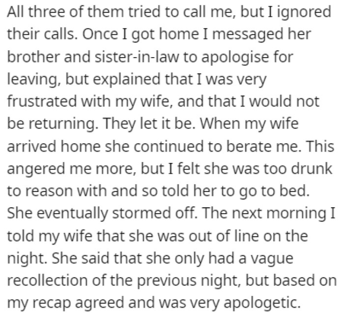 OP took off from the bar, ignoring their calls