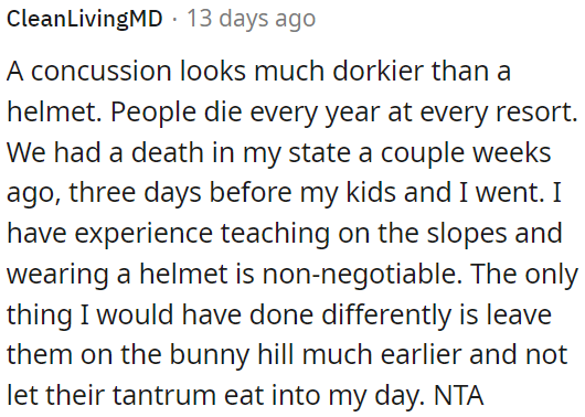 Wearing a helmet is crucial for safety on the slopes.