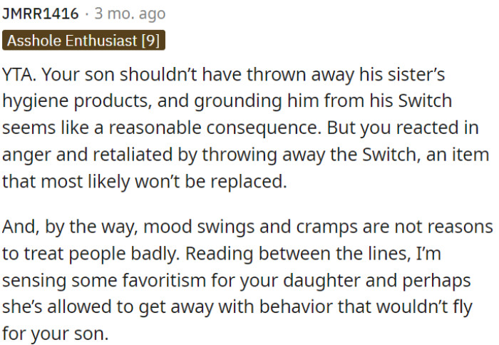 OP's response, driven by anger, of disposing of the Switch itself seems excessive.