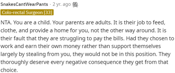 Parents are responsible for a child's well-being