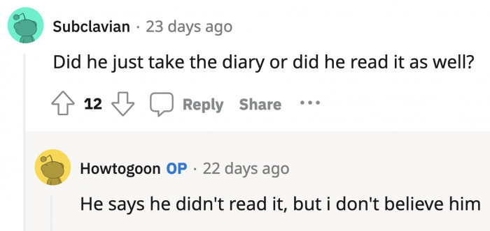 Raise your hands if you think he didn't read the diary.