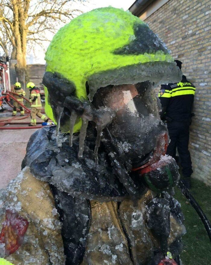 42. Dutch Firefighter After Dousing A Fire In Freezing Conditions