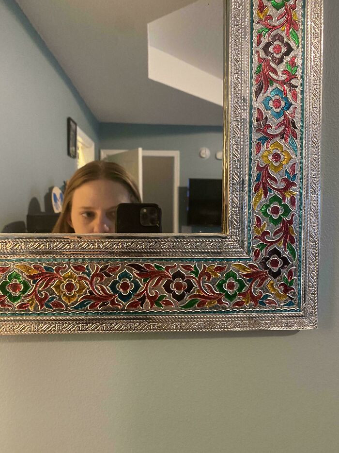 "My 6’ Husband Hung This Mirror Up Based Solely On His Height"