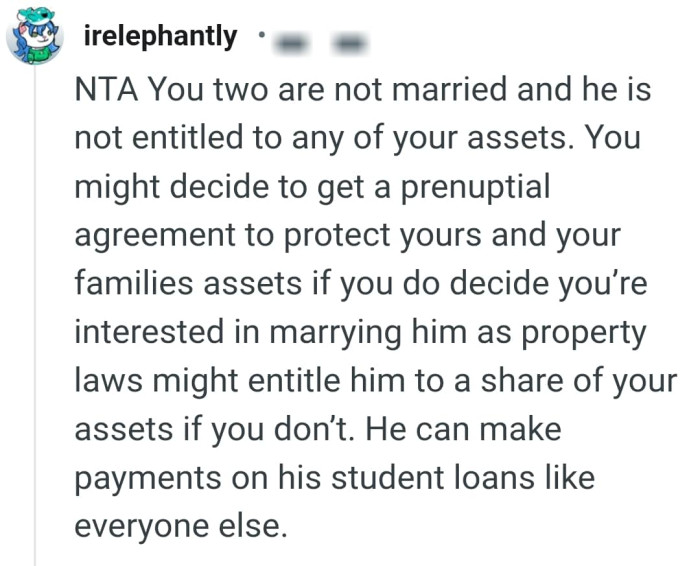 Making payments on his student loans