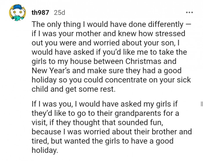 Wanting the girls to have a good holiday