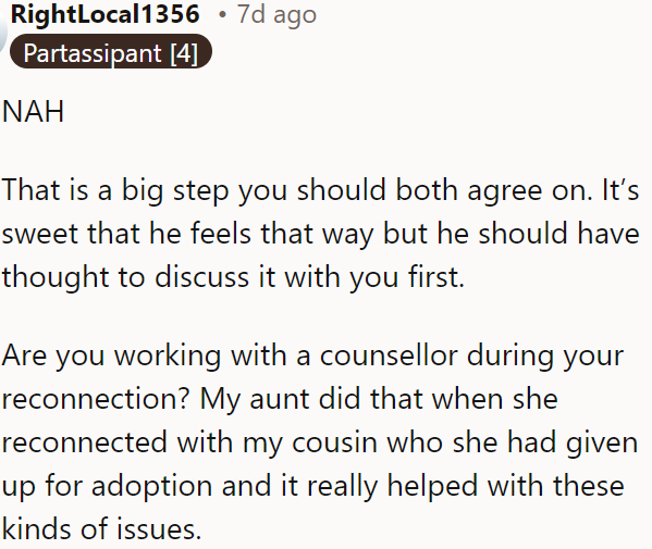 That’s a significant decision that needs both of their input.