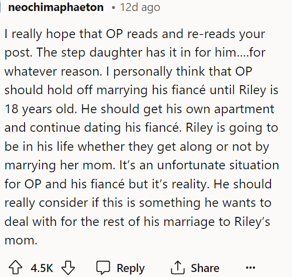 People actually applauded the person above for their comment and said that they hope OP does read this comment.