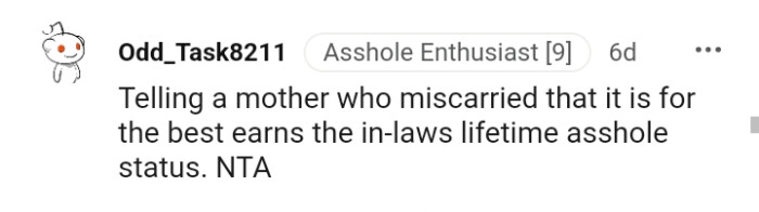 Why tell a mother who miscarried that it is for the best?