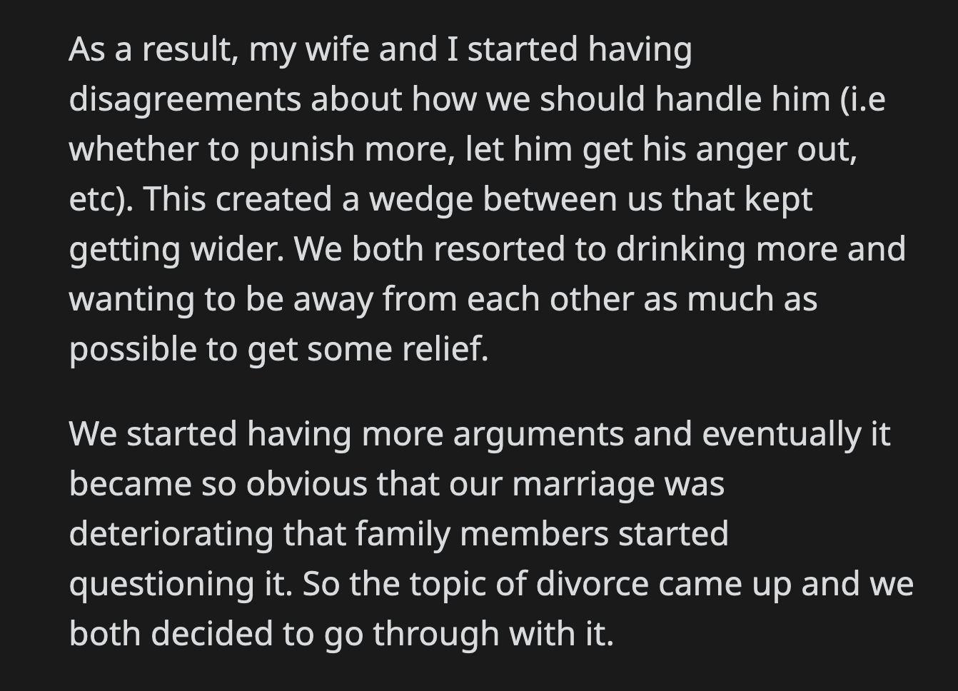 His patience ran thin when his son kept asking if he and his wife had forgiven each other. OP made it clear that the divorce would proceed no matter what.