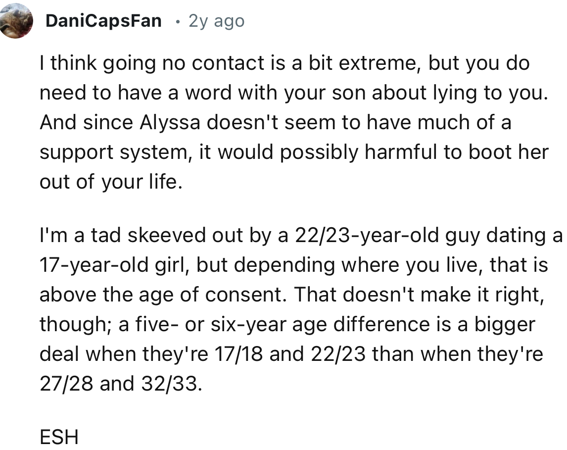 “I think going no contact is a bit extreme, but you do need to have a word with your son about lying to you.”