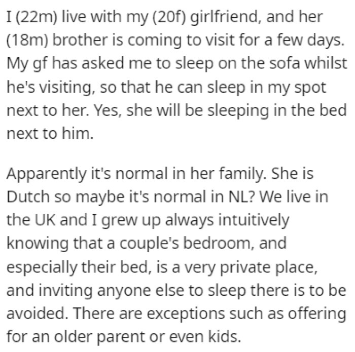 OP Lives with His Girlfriend, and Her Brother Is Coming to Visit