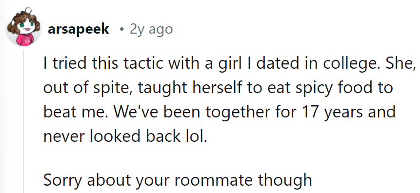 From spicy competition to a lasting flame. Love triumphs, but sorry about the roommate spice!