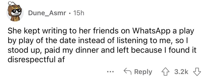 Gal isn't in the moment. She'd rather text her friends and play with her phone than talk to her date.