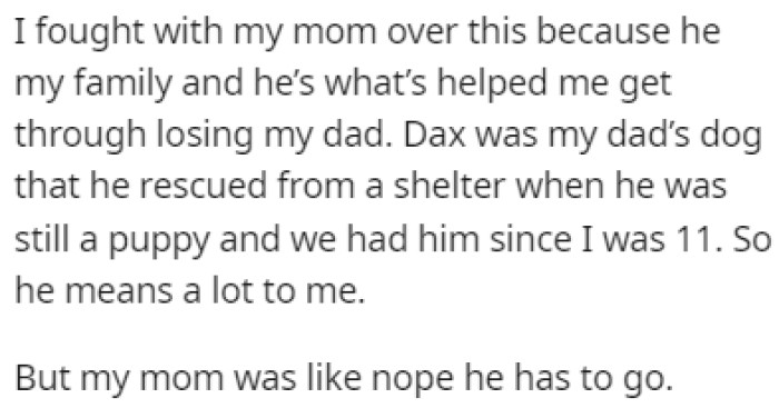 OP's mom insisted he get rid of his dog because of Anthony's allergy