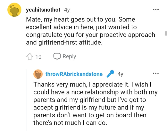 This Redditor is congratulating the OP on his proactive approach
