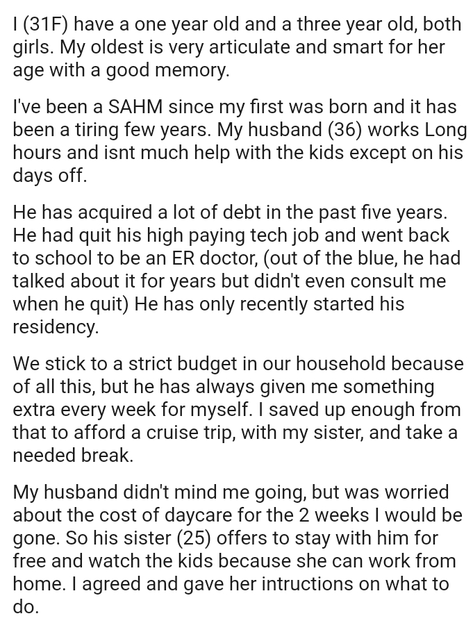 OP's husband had quit his high-paying tech job and went back to school to be an ER doctor