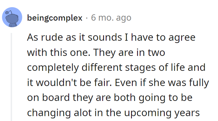 Fairness in different life lanes. It's like comparing apples to rocket ships.