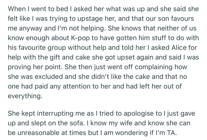 Apparently, she was feeling excluded