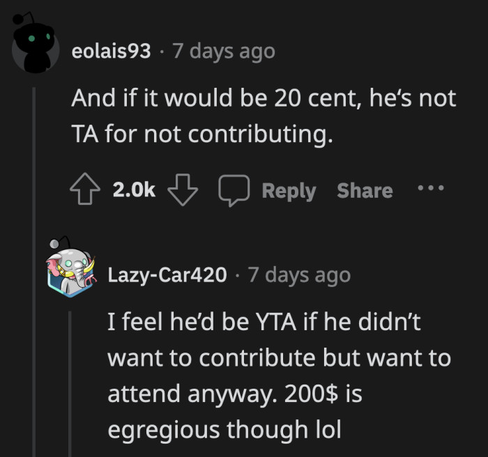 It would be an entirely different matter if OP didn't give any money and joined the celebration anyway. If that was his plan, then his co-workers are right to be upset.