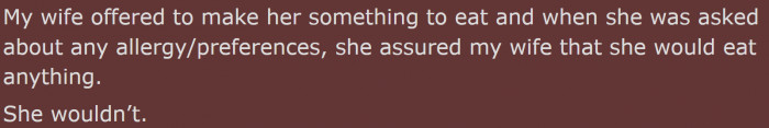 OP’s wife even offered to cook her something - at 1 a.m.