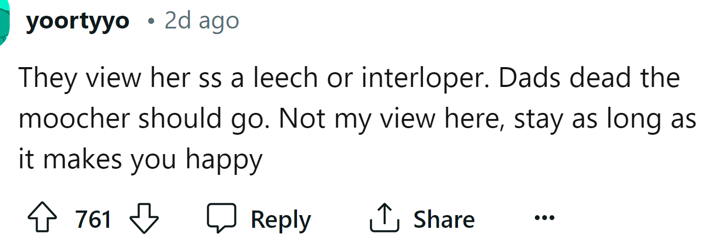 The OP should stay in the house as long as it makes her happy