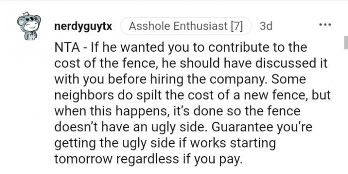Some neighbors do split the cost of a new fence