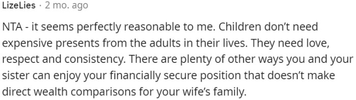 OP should prioritize love, respect, and non-material gestures over expensive gifts