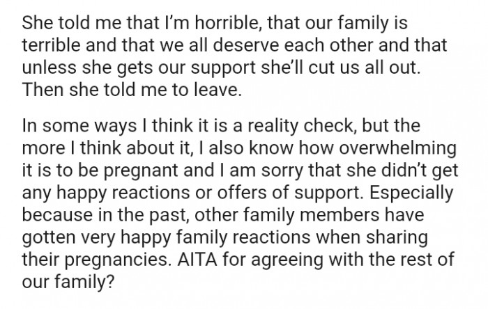 The OP's cousin said that unless she gets our support, she’ll cut them all out