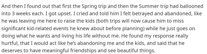This is where she explains the rest of the conversation, which is where some people get stuck because his response to her feelings was not at all what they expected.