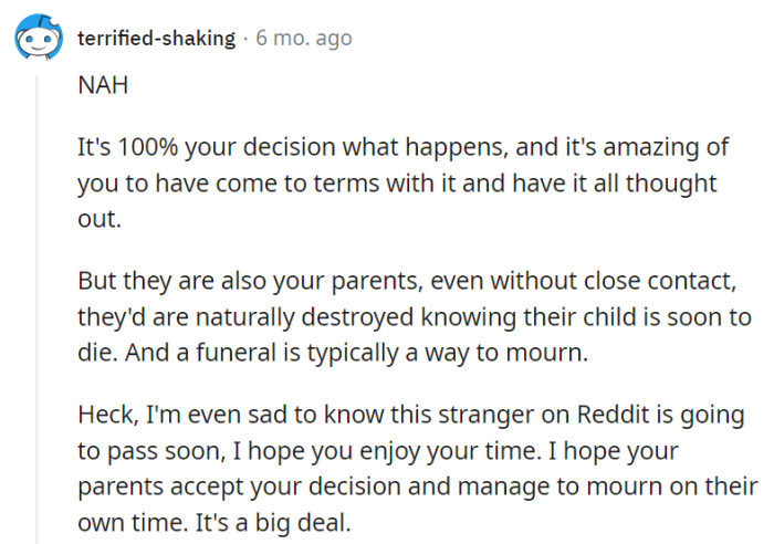 OP's thought-out decision for their afterlife is commendable.