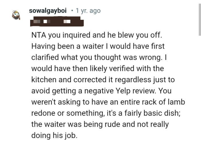 The Waiter Was Clearly Not Doing His Job