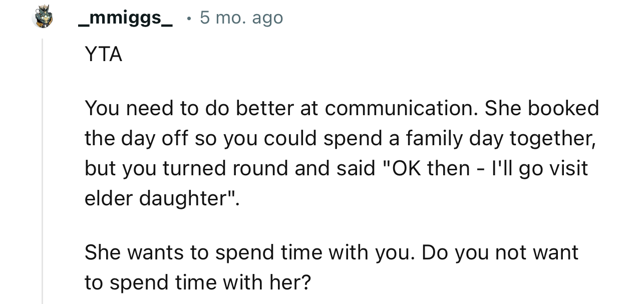 “YTA… She Wants to Spend Time with You. Do You Not Want to Spend Time with Her?”