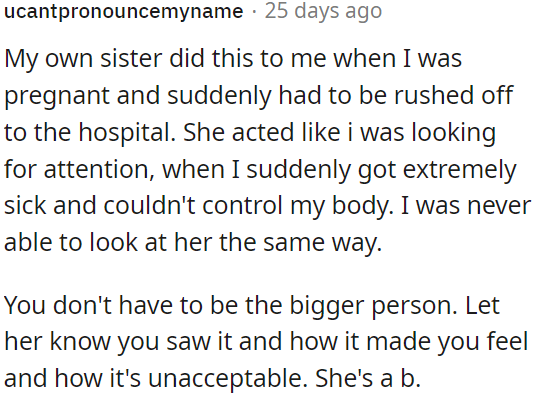 OP needs to let her know her behavior was unacceptable.