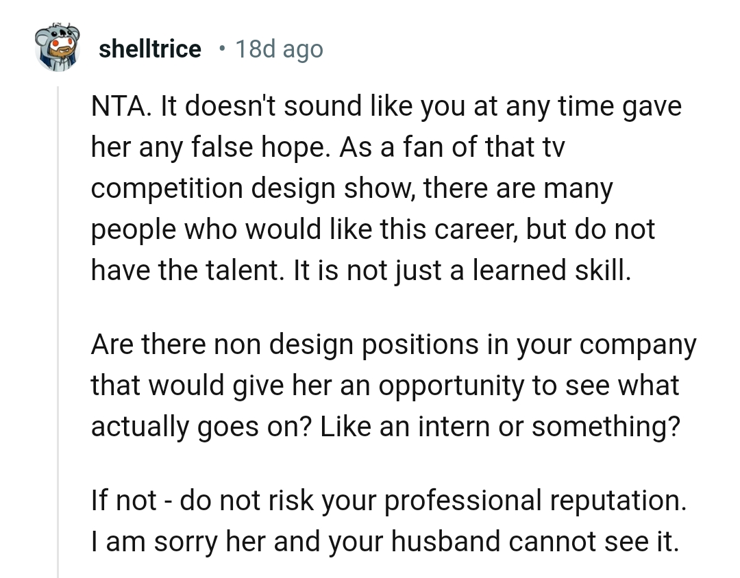 The OP shouldn't risk her professional reputation