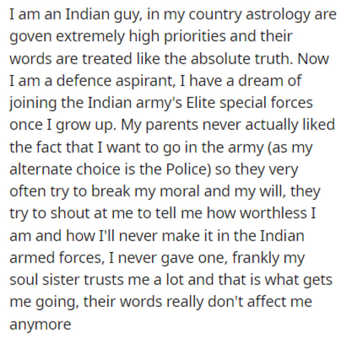 OP is Indian and explains that astrology is highly regarded in his country