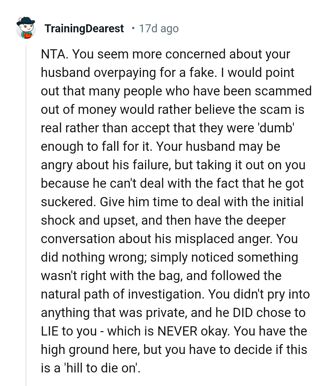 Being angry about his failure