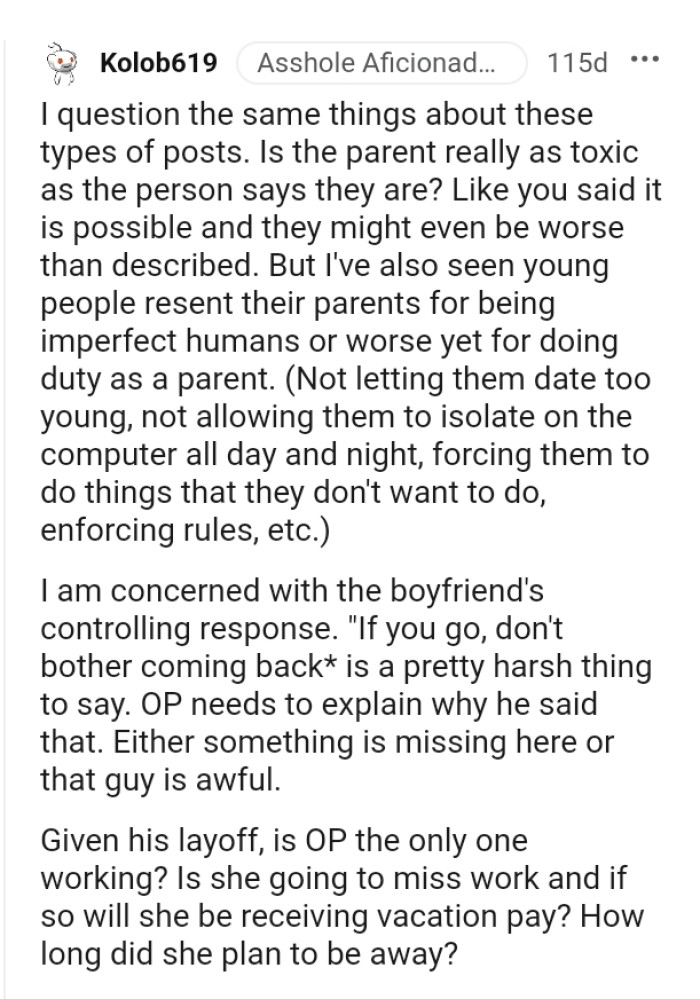 There are young people who resent their parents for being imperfect.