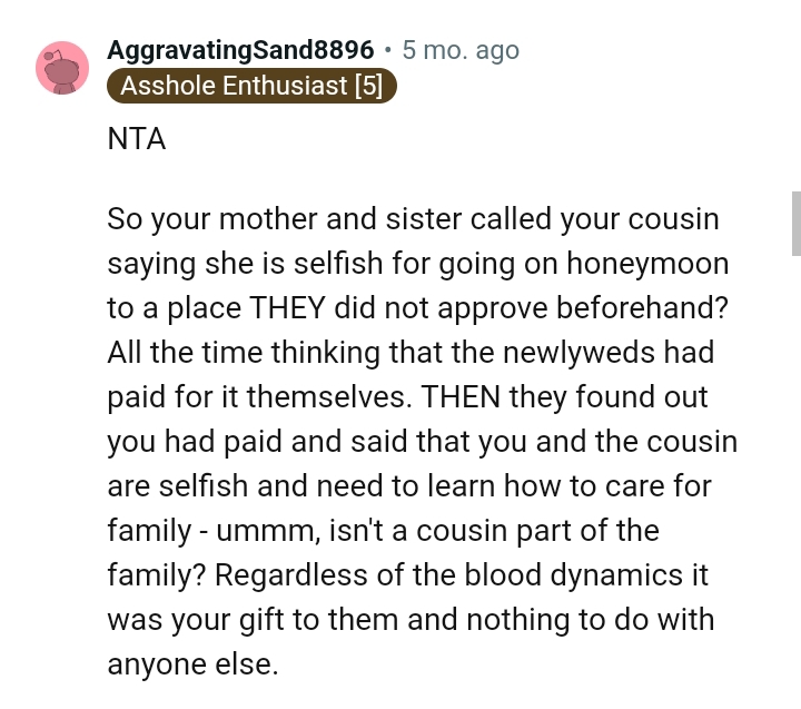 It was the OP's gift to them