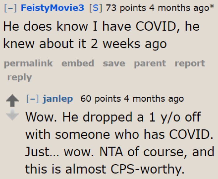 The brother chose the OP's home despite knowing he had COVID.